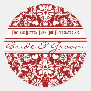 Christelijke Religieuze Damask Bloemenbruiloft Ronde Sticker