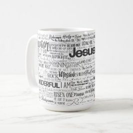 Christelijke religieuze namen van God Text Black W Koffiemok