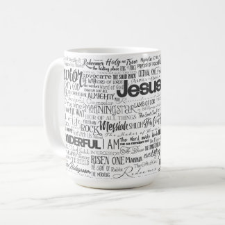 Christelijke religieuze namen van God Text Black W Koffiemok
