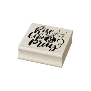 Christelijke religieuze quote Sta op en bid Zwart Rubberstempel