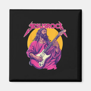 Christelijke retro grappige quote Jesus Rock Basic Magneet