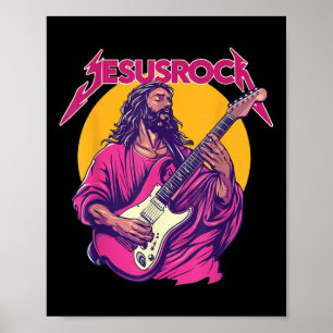 Christelijke retro grappige quote Jesus Rock Basic Poster