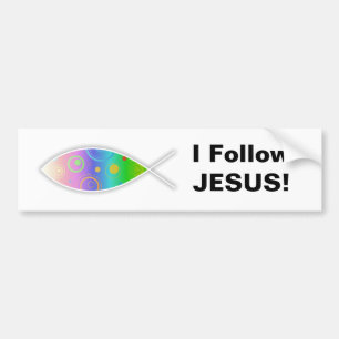 Christelijke Retrovis, ik volg JESUS. Bumpersticker