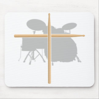 Christelijke Rock Drummer Drum Stick Cross Mousepa Muismat