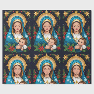Christelijke Rooms-Katholieke Maagd Maria Kerst Cadeaupapier