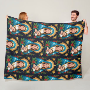 Christelijke Rooms-Katholieke Maagd Maria Kerst Fleece Deken