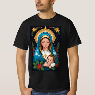 Christelijke Rooms-Katholieke Maagd Maria Kerst T-shirt