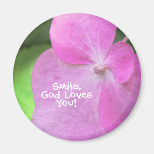 Christelijke roze bloem - glimlach God houdt van j Magneet