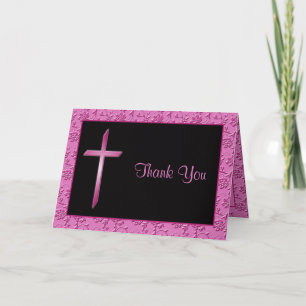 Christelijke roze en zwarte bedankkaart