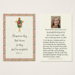 Christelijke Rozen voor herdenking van begrafeniss Visitekaartje