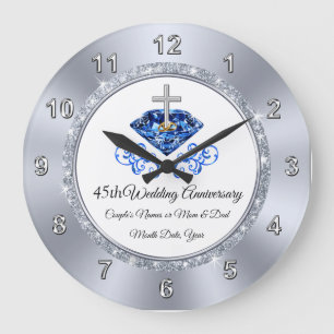 Christelijke Sapphire 45-jarige Jubileum Gift-idee Grote Klok