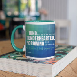 Christelijke Schrift Be Kind Verse Blue Green Mok