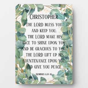 Christelijke scriptie die Eucalyptus Greenery bind Fotoplaat