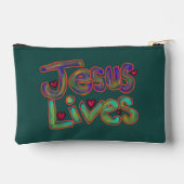 Christelijke spreuk ‘Jezus leeft’ groen Etui (Achterkant)