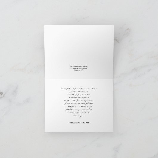 Christelijke sympathie dank u nota Kaart (Binnen)