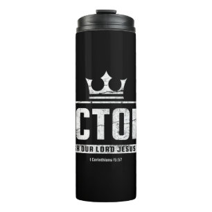 CHRISTELIJKE T SHIRT MANNEN Overwinning Jezus Bi Thermosbeker