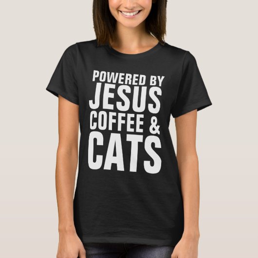 Christelijke T-shirts, JESUS COFFEE CATS T-shirt (Voorkant)