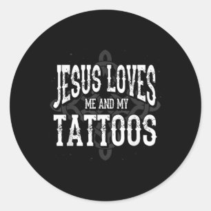 Christelijke Tattoo artiest Tatted Jesus houdt van Ronde Sticker