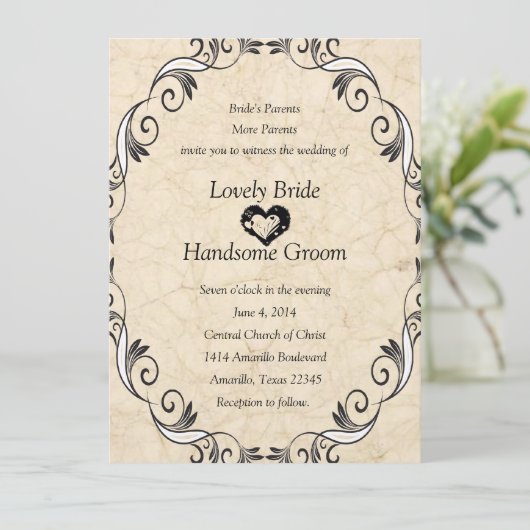 Christelijke uitnodiging voor bruiloften via scrip (Staand voorkant)