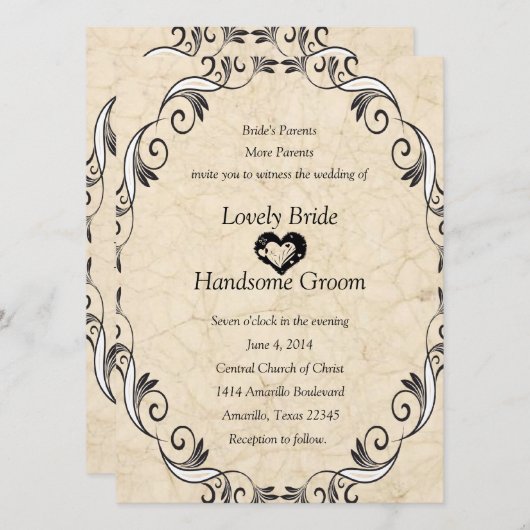 Christelijke uitnodiging voor bruiloften via scrip (Voorkant / Achterkant)