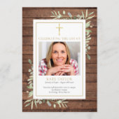 Christelijke uitvaartdienst rouwkaart Rustic Green Programma (Voorkant)