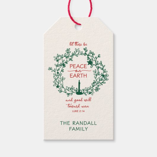 Christelijke Verzen Vrede op Aarde Hand getrokken Cadeaulabel (Voorkant)