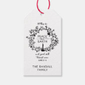 Christelijke Verzen Vrede op Aarde Hand getrokken  Cadeaulabel (Voorkant)