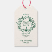 Christelijke Verzen Vrede op Aarde Hand getrokken  Cadeaulabel (Voorkant)