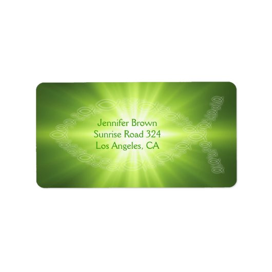 Christelijke vis groen adreslabel etiket (Voorkant)