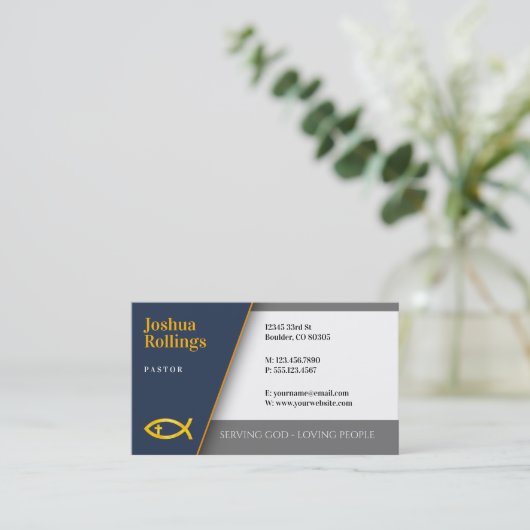 Christelijke vis met kruis | INSPIREREND Visitekaartje (Staand voorkant)