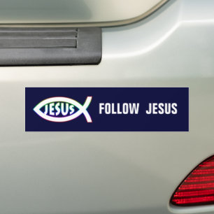 Christelijke vis   Volg Jezus Bumpersticker
