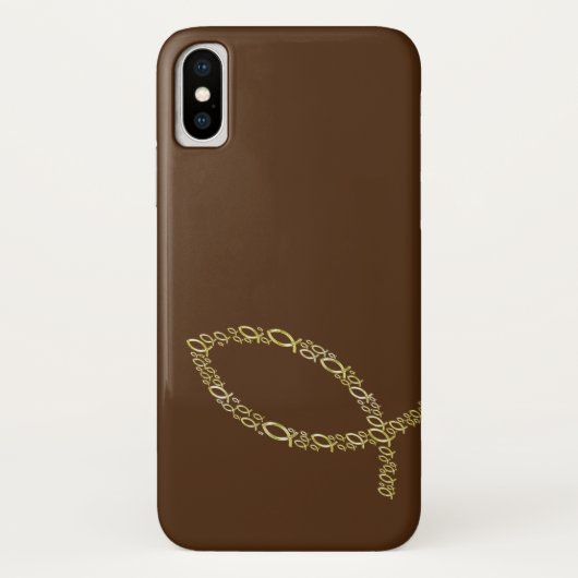 Christelijke vissymbolen op bruin Case-Mate iPhone case (Achterkant)