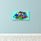 Christelijke vissymbolen - Rainbow - Canvas Afdruk (Insitu (Houten vloer))