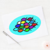 Christelijke vissymbolen - Rainbow - Ovale Sticker (Envelop)