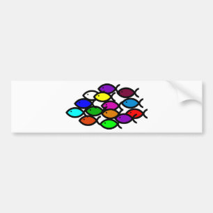 Christelijke vissymbolen - Regenboogschool - Bumpersticker