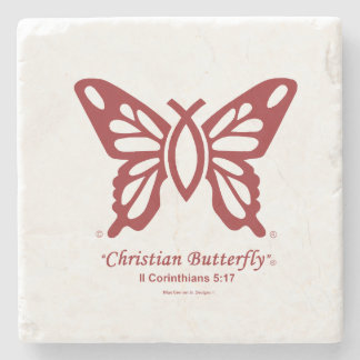 "Christelijke vlinder" Onderzetter Tile Cherry Red