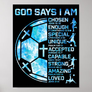 Christelijke Voetbal Jongens God Zegt Religieus Ge Poster