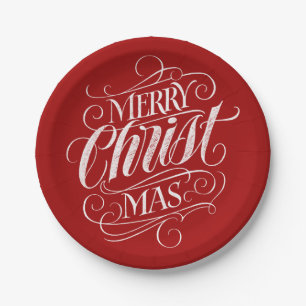 Christelijke vrolijke kerst krijt belettering rood papieren bordje