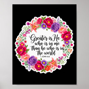 Christelijke vrouw Bijbelvers Jezus Groter Is Hij Poster