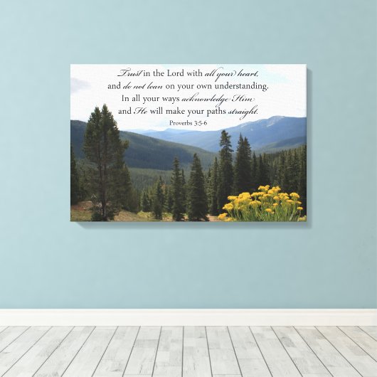 Christelijke Wall Art Mountain Uitzicht Trust in L Canvas Afdruk (Insitu (Houten vloer))