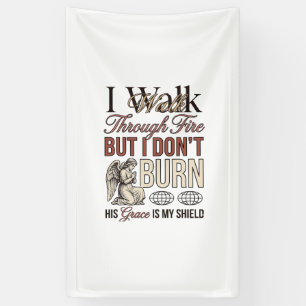 Christelijke wandeling door vuur vintage spandoek