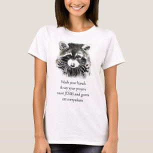 Christelijke waskamer Was uw handen Raccoon T-shirt