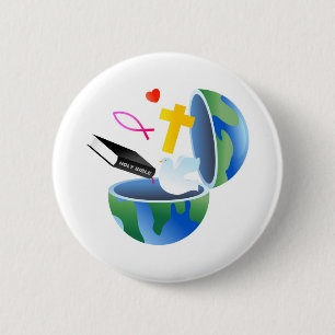 Christelijke wereld ronde button 5,7 cm