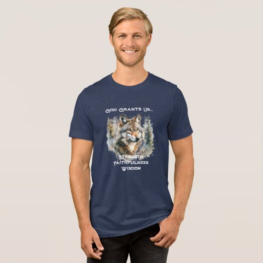 Christelijke wolf van kracht Tri-Blend shirt (Voorkant volledig)