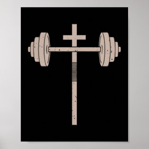 Christelijke Workout Dumbbell Kruis Barbell Gym Je Poster