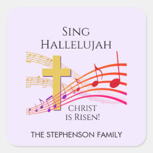 Christelijke ZING HALLELUJA CHRISTUS IS OPGEWEKT P Vierkante Sticker