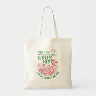Christelijke zorg Canvas tas met bijbelcitaat