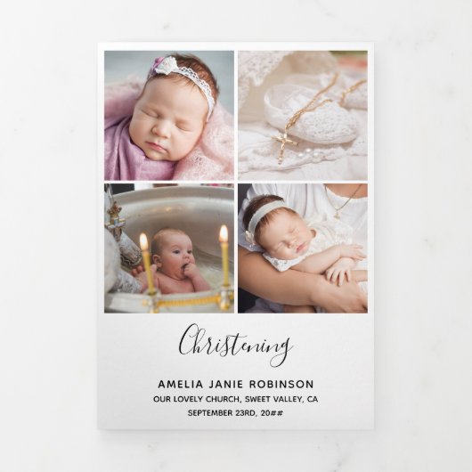 Christening 8 Foto Dank u wel Drieluik Kaart (Cover)