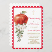 Christening and First Birthday Apple Invitation (Devant / Derrière)