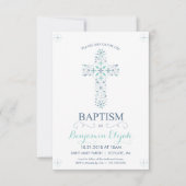 Christening, Baptême Invitation - Baby Boy Invitat (Devant)